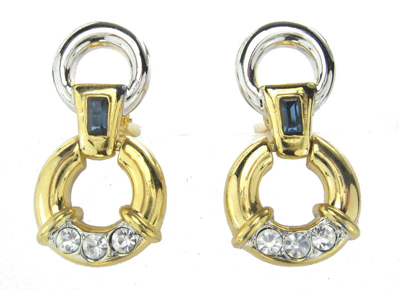 Earrings Gold. Ac. Rhodiumodium/C Blue Stone