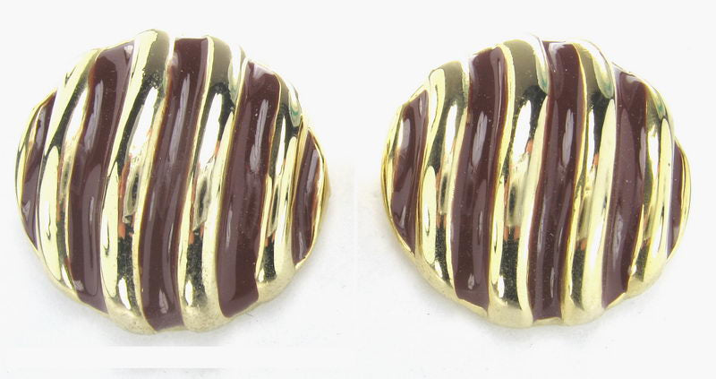 Earrings En. Gold/C Burgundy Enamel