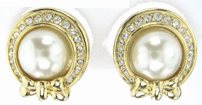 Earrings Pearl. Rhodium. Gold/C Cream Pearlarl