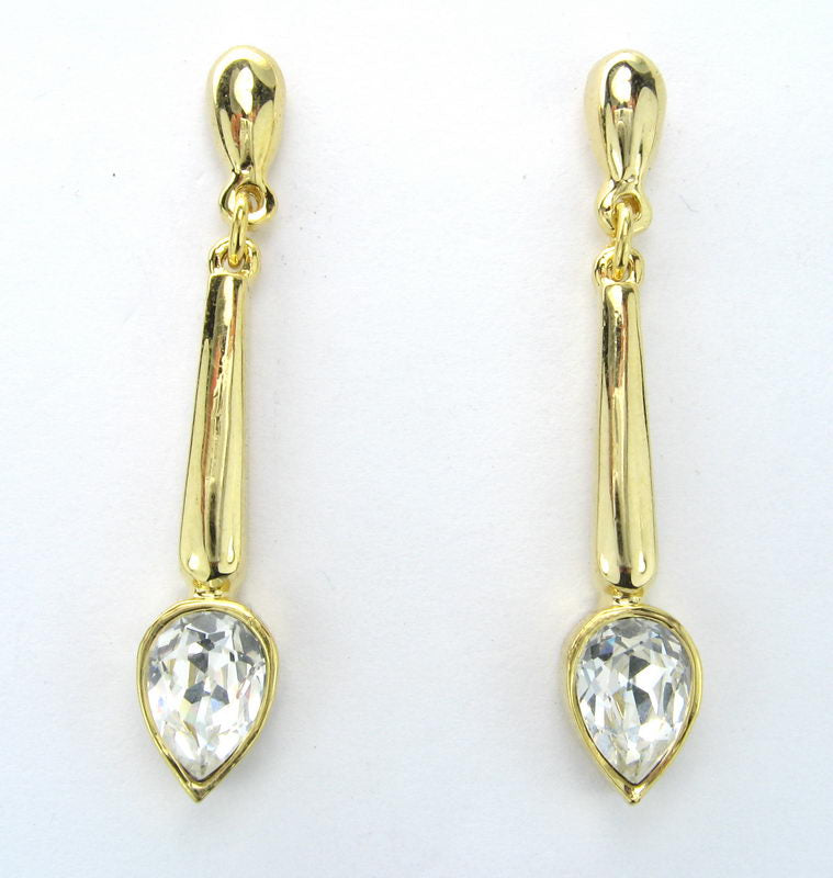 Earrings Rhodium. Gold Clear Stone