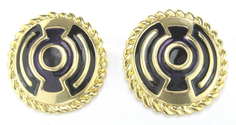 Earrings En. Gold/C Black