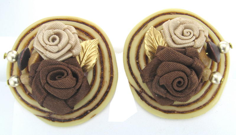 Earrings Wood & Plastic Clip On- Version 4