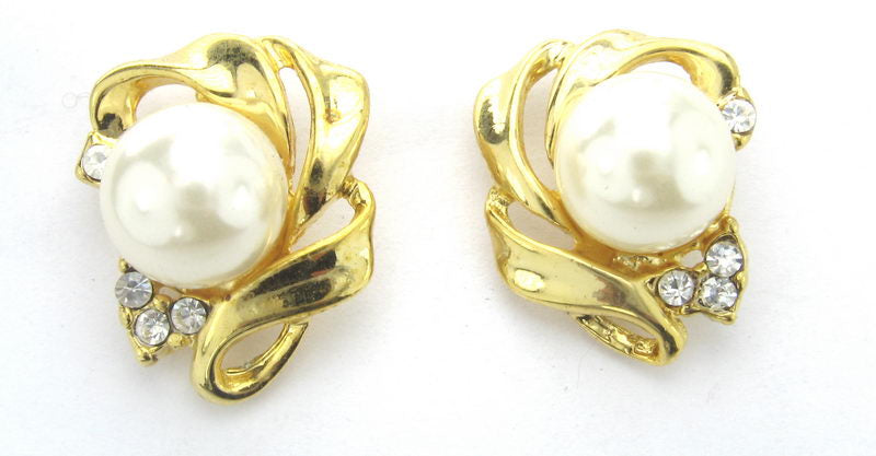 Earrings Pearl. Gold. Rhodium Set with P13