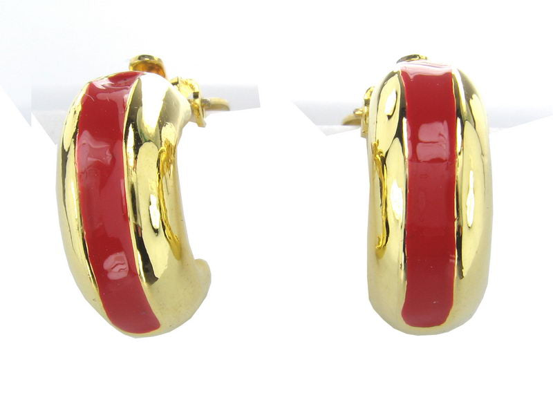 Earrings En. Gold. Rhodium Red Enamel