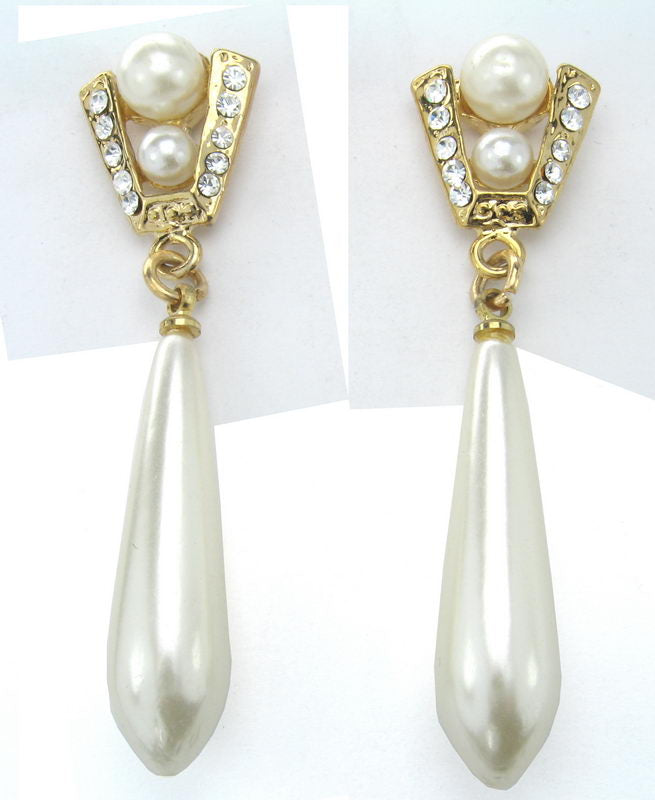 Earrings Pearl. Gold. Rhodium Pearlarl Drop Earring