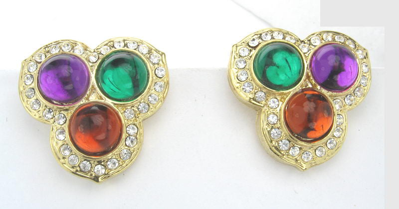 Earrings Triple Colour Clip