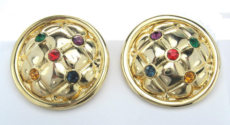 Earrings Gold. Rhodium/C Coloured Stones