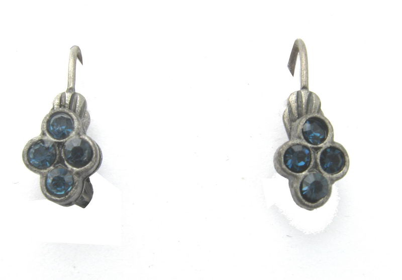 Earrings 4 Cluster Blue On Euro Hook