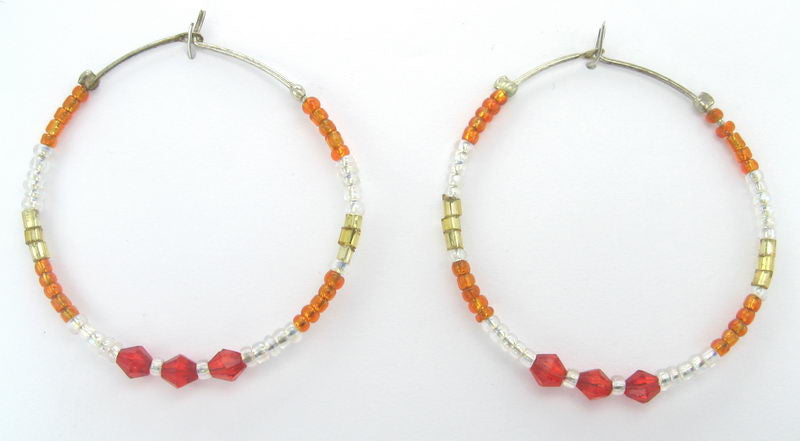 Earrings Large Green Beaded Hoop