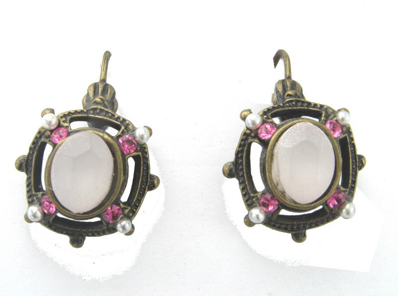 Earrings Pink Cabuchon Fancy