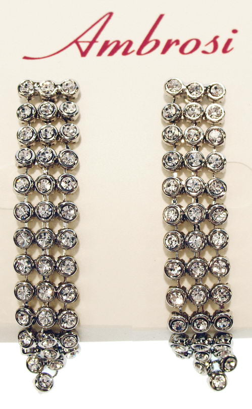 Earrings - 3 Waterfall Drop Crystal - Clear