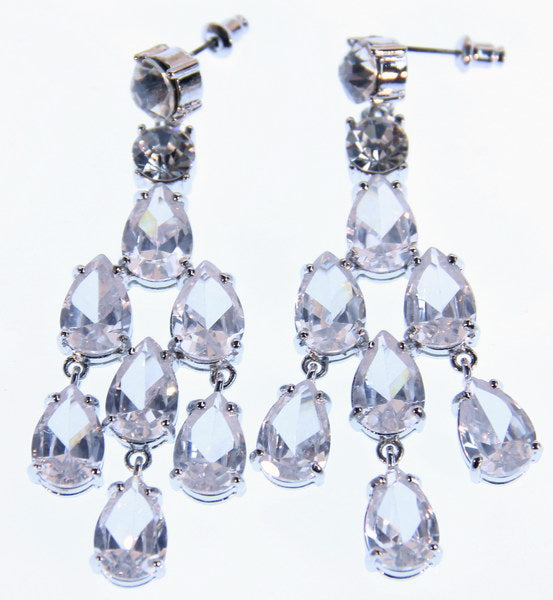 Earrings - Large Mutli Cryst Drop - Clear