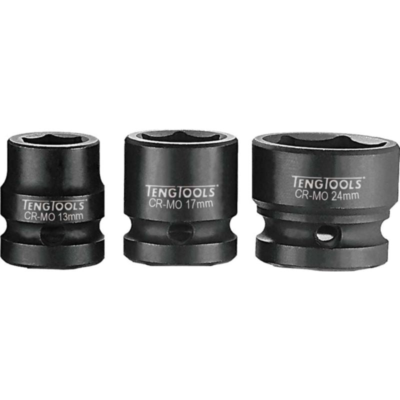 Teng 1/2in Dr. Stubby Impact Socket 21mm DIN