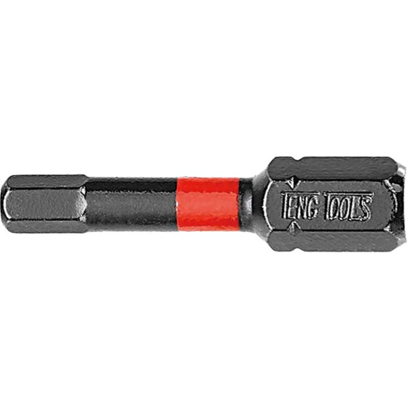Teng 1/4in hex 6mm impact screwdriver bit, 30mm long, ideal for DIY and professional use with strong grip and durability.