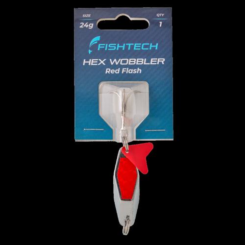Hex Wobbler Metal Fishing Lure Fishtech 24g Red Flash