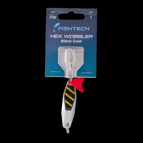 Hex Wobbler Metal Fishing Lure Fishtech 32g Black Gold