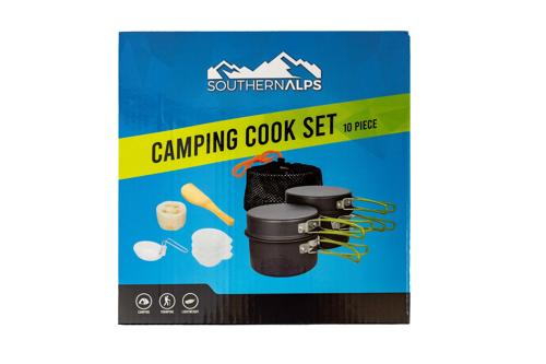 Stackable Camping Cooking Pot Set with Handles 10 Piece
