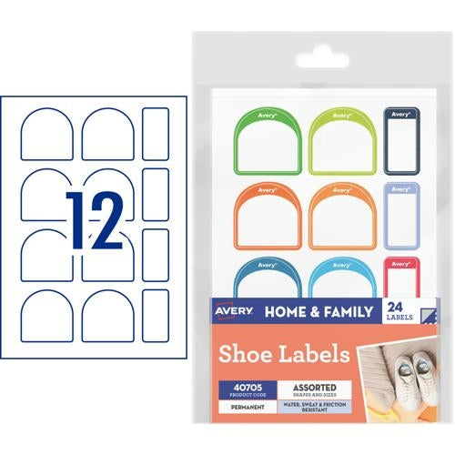 Avery Shoe Labels Assorted 24 Labels 40705