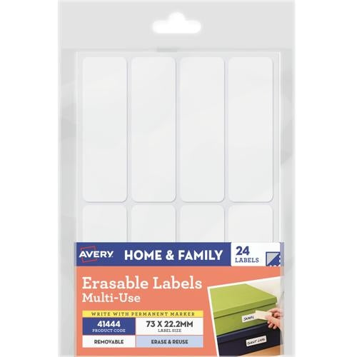 Avery Erasable Multi-Use Removable Labels 73x22.2mm 24 Labels 41444