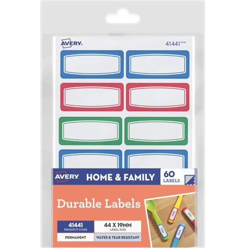 Avery Kids Durable Labels Dishwasher & Microwave Safe 44x19mm 60 Labels 41441