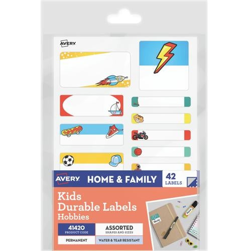 Avery Kids Durable Labels Dishwasher & Microwave Safe 42 Labels Hobbies 41420