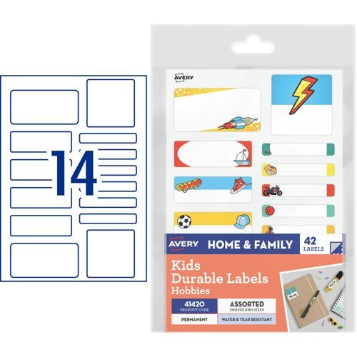 Avery Kids Durable Labels Dishwasher & Microwave Safe 42 Labels Hobbies 41420