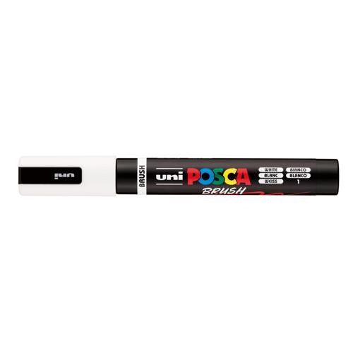 Uni Posca Marker 1-4mm Medium Brush Tip White PC-5BR