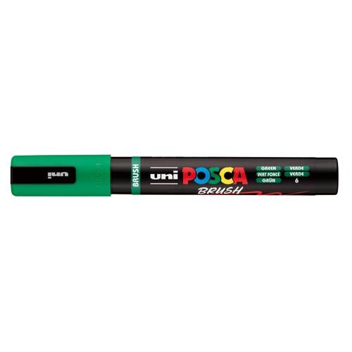 Uni Posca Marker 1-4mm Medium Brush Tip Green PC-5BR