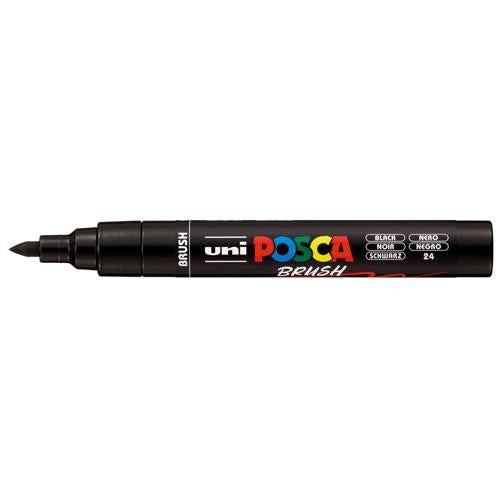 Uni Posca Marker 1-4mm Medium Brush Tip Black PC-5BR