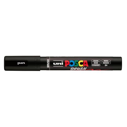 Uni Posca Marker 1-4mm Medium Brush Tip Black PC-5BR