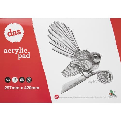 DAS Acrylic Art Pad (Piwakawaka) A3 400gsm 12 Sheets