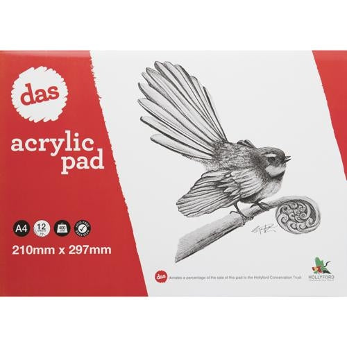 DAS Acrylic Art Pad (Piwakawaka) A4 400gsm 12 Sheets