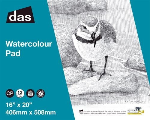 DAS Watercolour Pad (Wrybill) 20x16 300gsm 12 Sheet