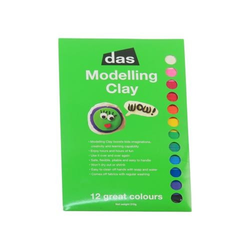 DAS Modelling Clay Set of 12 Colours 210gm