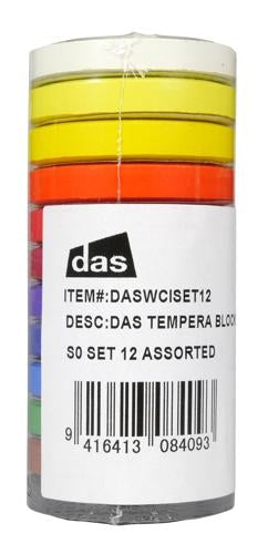 DAS Tempera Blocks S0 Assorted Colours Set of 12