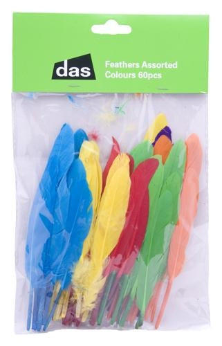 DAS Feathers Assorted Colours Pack of 60