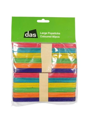 DAS Large Popsticks Coloured Pack of 80