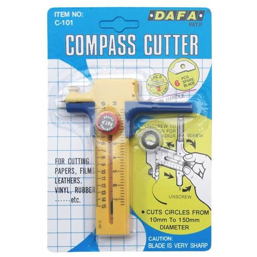 Dafa C-101 Compass Cutter 6 Blades 2 Leads - 1 to 15cm