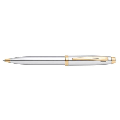 SHEAFFER 100 CHROME/GOLD TRIM PLATE BALLPOINT PEN
