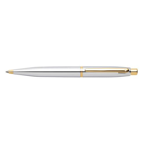 SHEAFFER VFM 9422 POLISHED CHROME BALLPOINT PEN WITH GOLD-TONE TRIM