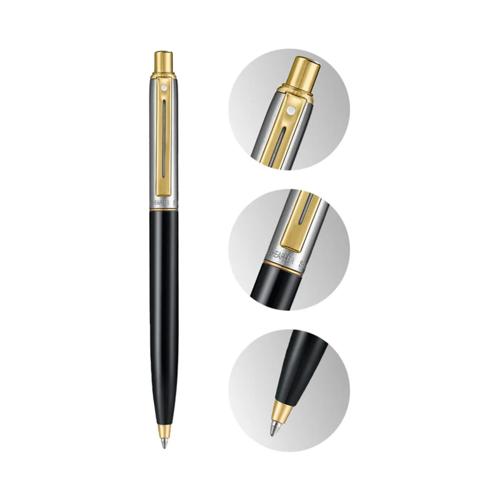 SHEAFFER SENTINEL MATT BLACK/CHRM CAP GOLD TRIM BALLPOINT PEN