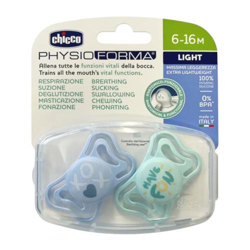 CHICCO SOOTHER: PHYSIO LIGHT BLUE SIL 6-16M 2PC