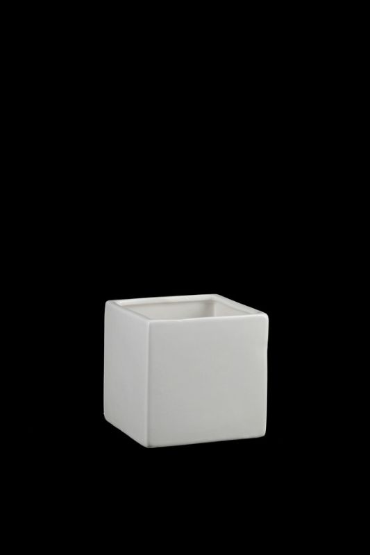 Ceramic - Glazed Cube - White - Set of 36
