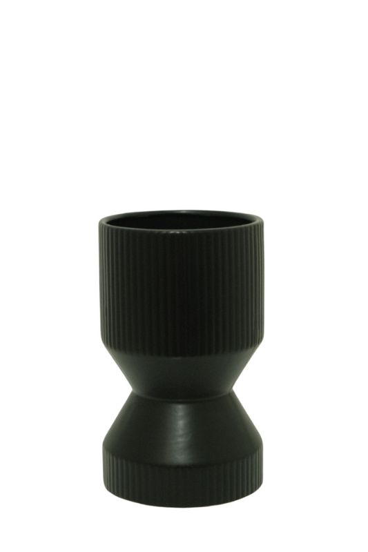 Ceramic - Matte Rib Waisted Geo Vase - White - Set of 8