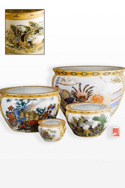 Ceramic - Set/4 China Hand Painted Vases - Assorted