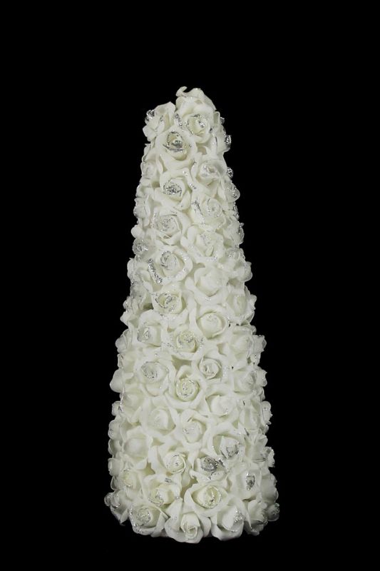Foam Rose Tower (Glitter) Size 50cmH × 20cmD
- White - Set of 4