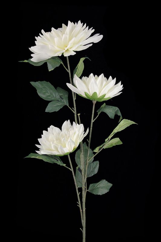 Artificial 3 Giant Head Dahlia - White - Set of 5