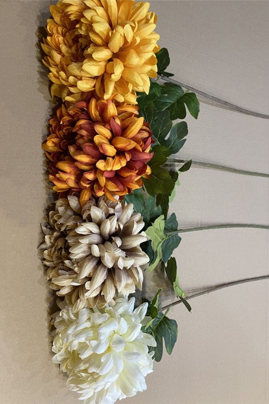 Artificial Giant Hybrid Dahlia - White - Set of 6