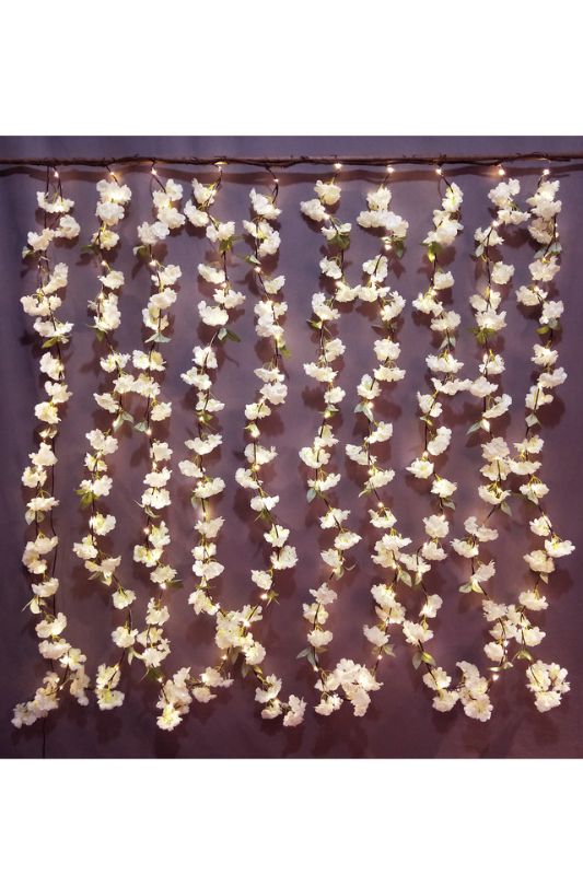 Cherry Blossom Curtain with 180 LED (LIGHT PINK) - Pink Green