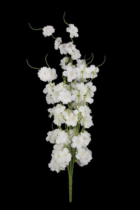 Artificial 7 Branch Blossom Spray - White Green